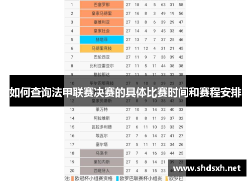 如何查询法甲联赛决赛的具体比赛时间和赛程安排 如何查询法甲联赛决赛的具体比赛时间和赛程安排